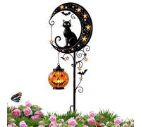 Solar Halloween Garden Stake Lights,Black Cat Pumpkin&Moon Decorative Light