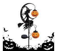 Solar Halloween Stakes Decorative LED Crescent Moon Witch Pumpkin | Luci da giardino all'aperto di Halloween per prato patio cortile anteriore giardino percorso portico aiuola vacanze