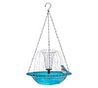 Solar Hanging Bird Bath Fountain - Automatic Waterfall For Birds | Decorative Glass Bowl Solar Pump For Garden | Ƒor Hummingbirds Terrace Decor, No Electricity Cascading Flow Wildlife Attraction