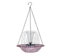 Solar Hanging Bird Bath Fountain - Automatic Waterfall for Birds | Decorative Glass Bowl Solar Pump for Garden | or Hummingbirds Terrace Decor, No Electricity Cascading Flow Wildlife Attraction