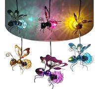 Solar Hanging Insect Simulation Light,Outdoor Waterproof Hanging Solar Bee Light,Metal LED Bugs Statue Lanterns with Bouncy Springs,for Christmas Garden,Yard,Patio,Porch Decoration
