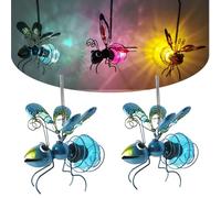 Solar Hanging Insect Simulation Light,Outdoor Waterproof Hanging Solar Bee Light,Metal LED Bugs Statue Lanterns with Bouncy Springs,for Christmas Garden,Yard,Patio,Porch Decoration
