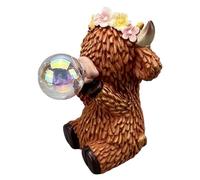Solar Highland Cow Garden Statue - Resin Waterproof Sculpture With Solar Powered Light Small Or Large Size - Whimsical Outdoor Yard Lawn Decoration For Garden Enthusiasts - Gift For Mom Grandma