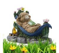 Solar Highland Cow Lantern - Highland Cow Garden Statue, Solar Lantern Outdoor Decor, Waterproof Hand Painted Resin Bull Sculpture with SolarLight, Decorative Garden Ornament for Patio Pathway Display