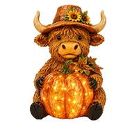 Solar Highland Cow Statue - Pumpkin Garden Light | Waterproof Resin Decor