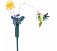 Solar Hummingbird - Uccello svolazzante a energia solare, ornamento realistico Flying Garden | L'opzione Power garantisce un movimento continuo, il design realistico migliora le bacche esterne