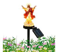 Solar Jesus Statue - Waterproof Resin Figurine, Lighted Garden Decor,