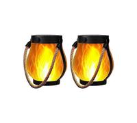 Solar Lanterns Lights Flickering Flame Garden Lights with Dual Charging USB & Solar Outdoor Waterproof Hanging Lantern
