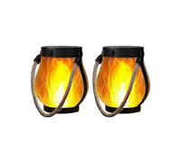 Solar Lanterns Lights Flickering Flame Garden Lights with Dual Charging USB & Solar Outdoor Waterproof Hanging Lantern-Good