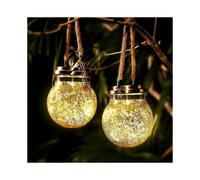 Solar Lanterns Outdoor, 2 Pack Hanging Solar Garden Lanterns with 30 LED Waterproof Solar Lights (Warm White)