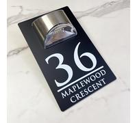 Solar LED House Number Sign - Waterproof Illuminated Door Plaque with Modern Design, Outdoor Wall Address Numbers for Home or Business (Matte Black & font 1)