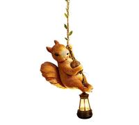 Solar Light Outdoor Statues - Animal Solar Lantern, Waterproof Squirrel Shape Chandelier with Climbing Rope Design, Decorative Garden Lantern Sculpture for Patio Backyard Yard Porch Balcony Courtyard