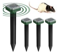 Solar Mole Repellent 4 pieces Solar Mole Repellent, Ultrasonic Mice and Rat Repellent, Ultrasonic Mice Repellent to Repel Moles, Voles and Gophers Gar