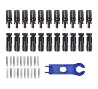 Solar Panel Connectors, Solar Cable Kit, MC4 Strong-Duty Wiring, Waterproof PPO Shell, Crimping Tool with Spanner, Home RV Outdoor Garden Use, Black Color, 10 Pieces, 1 Set