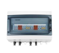 Solar photovoltaic PV Combiner Box With Lightning Protection 4 input 2 out DC 600V Fuse MCB SPD Box IP65 18ways CZAOINCU(600V 16A MCB)