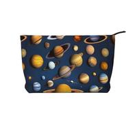 Solar Planets - Borsa per il trucco in velluto a coste con chiusura a cerniera, multifunzione, 22 x 7 x 17 cm, per viaggi, campeggio, vacanze, fitness, Nero , Taglia unica