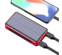 Solar Power Bank - Caricatore solare portatile | Pacco batteria esterno da 50000 mAh con luce a LED | Qi Wireless Charging Solars Power Bank | Caricatore USB a 4 porte per il campeggio e l'uso di emer