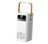 Solar Power Bank - PC 120W 50000mAh | Shell Portable Charger | Built In Cables Fast Charging Battery Pack 4 Outputs 3 Inputs High Capacity Outdoor Charger With Light For Camping Hiking Travel Use