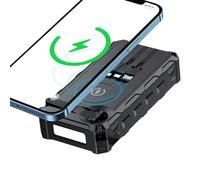 Solar Powerbank - Foldable Wireless Powerbank Built-In SOS Alarm Function and Compass | Hand-Cranked Power Bank with LED Light For Cyclists Fishing Hiking