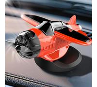 Solar powered airplane shaped car ornaments, Car dashboard drifting and rotating airplane ornaments, dashboard decoration, suitable for desktop office (Orange)