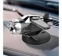 Solar powered airplane shaped car ornaments, Car dashboard drifting and rotating airplane ornaments, dashboard decoration, suitable for desktop office (Black)