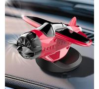 Solar powered airplane shaped car ornaments, Car dashboard drifting and rotating airplane ornaments, dashboard decoration, suitable for desktop office (Red)