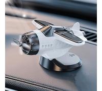 Solar powered airplane shaped car ornaments, Car dashboard drifting and rotating airplane ornaments, dashboard decoration, suitable for desktop office (White)