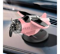 Solar powered airplane shaped car ornaments, Car dashboard drifting and rotating airplane ornaments, dashboard decoration, suitable for desktop office (Pink)