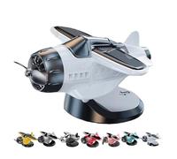 Solar Powered Airplane Shaped Car Ornaments, Dashboard Ornament Solar Powered Aircraft Model, Cars Interior Center Console Rotating Small Airplane (White)