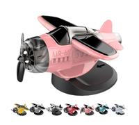 Solar Powered Airplane Shaped Car Ornaments, Dashboard Ornament Solar Powered Aircraft Model, Cars Interior Center Console Rotating Small Airplane (Pink)