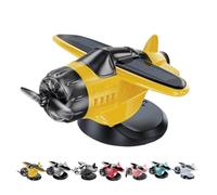 Solar Powered Airplane Shaped Car Ornaments, Dashboard Ornament Solar Powered Aircraft Model, Cars Interior Center Console Rotating Small Airplane (Yellow)