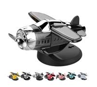 Solar Powered Airplane Shaped Car Ornaments, Dashboard Ornament Solar Powered Aircraft Model, Cars Interior Center Console Rotating Small Airplane (Black)