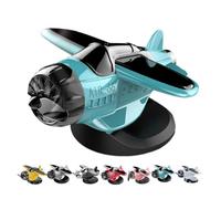 Solar Powered Airplane Shaped Car Ornaments, Dashboard Ornament Solar Powered Aircraft Model, Cars Interior Center Console Rotating Small Airplane (Blue)