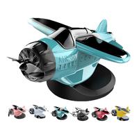 Solar Powered Airplane Shaped Car Ornaments, Dashboard Ornament Solar Powered Aircraft Model, Drifting Rotating Airplane Ornaments for Car Interior Dashboard Accessories (Blue)