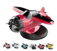 Solar Powered Airplane Shaped Car Ornaments, Dashboard Ornament Solar Powered Aircraft Model, Drifting Rotating Airplane Ornaments for Car Interior Dashboard Accessories (Red)
