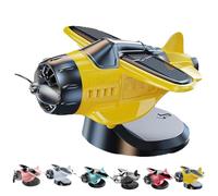 Solar Powered Airplane Shaped Car Ornaments, Dashboard Ornament Solar Powered Aircraft Model, Drifting Rotating Airplane Ornaments for Car Interior Dashboard Accessories (Yellow)