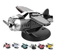 Solar Powered Airplane Shaped Car Ornaments, Dashboard Ornament Solar Powered Aircraft Model, Drifting Rotating Airplane Ornaments for Car Interior Dashboard Accessories (Black)