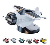 Solar Powered Airplane Shaped Car Ornaments, Dashboard Ornament Solar Powered Aircraft Model, Drifting Rotating Airplane Ornaments for Car Interior Dashboard Accessories (White)
