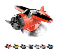 Solar Powered Airplane Shaped Car Ornaments, Light Activated Car Dashboard Ornament, Motion Activated Interior Center Console Rotating Small Airplane Drift Accessories (orange)