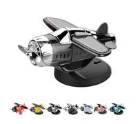 Solar Powered Airplane Shaped Car Ornaments, Light Activated Car Dashboard Ornament, Motion Activated Interior Center Console Rotating Small Airplane Drift Accessories (black)