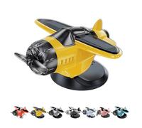 Solar Powered Airplane Shaped Car Ornaments, Light Activated Car Dashboard Ornament, Motion Activated Interior Center Console Rotating Small Airplane Drift Accessories (Yellow)
