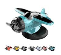 Solar Powered Airplane Shaped Car Ornaments, Light Activated Car Dashboard Ornament, Motion Activated Interior Center Console Rotating Small Airplane Drift Accessories (blue)