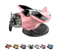 Solar Powered Airplane Shaped Car Ornaments, Light Activated Car Dashboard Ornament, Motion Activated Interior Center Console Rotating Small Airplane Drift Accessories (pink)