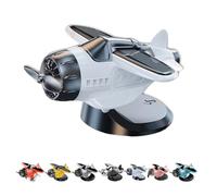 Solar Powered Airplane Shaped Car Ornaments, Light Activated Car Dashboard Ornament, Motion Activated Interior Center Console Rotating Small Airplane Drift Accessories (white)