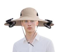 Solar Powered Fan Hat, UV Protection Sun Hat. 9.50 Inches Extra Large Brim, Breathable Waterproof Outdoor Headgear for Camping Gardening Hiking Fishing cap, Khaki or Camouflage
