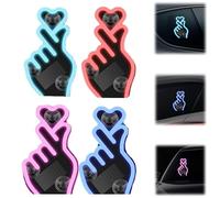 Solar-Powered Finger Heart Car Window Light,Wireless LED Finger Heart C-Pillar Ambient Light,Rechargeable Love Atmosphere Lights with Suction Cup,for Cars or Home (4Mix)