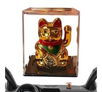 Solar Powered Fortune Cat, Charm Statue, Automatic Waving Figurine with Comfort, Living Room Ornament with Support, Car Dashboard Accessory with Design, Home Accessories for Parents Friends Gift