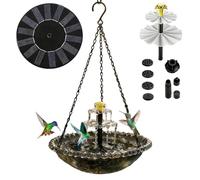 Solar Powered Fountain - Built In Sprinkler Pump Design, Energy Efficient Sun, Durable All Weather Materials, Tool Free Quick Setup | Bird Bath Water Feature For Outdoor Garden Yard Patio Po