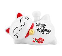 Solar Powered Lucky Cat Fortune Accogliente Braccio Paw Up Sdraiato Ricchezza Casa Auto Feng Shui Decor