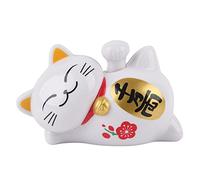 Solar Powered Maneki Neko Lucky Cat Fortune accogliente braccio ondeggiante Zampa pigro bugiardo ricchezza Fortune Cat Home Stores auto Feng Shui Decor Bianco(02)